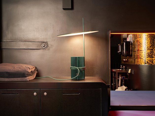 a green light on a table