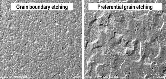 Examples of surface appearance after anodizing for aluminium alloy 6060.